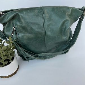 HOBO green leather shoulder bag